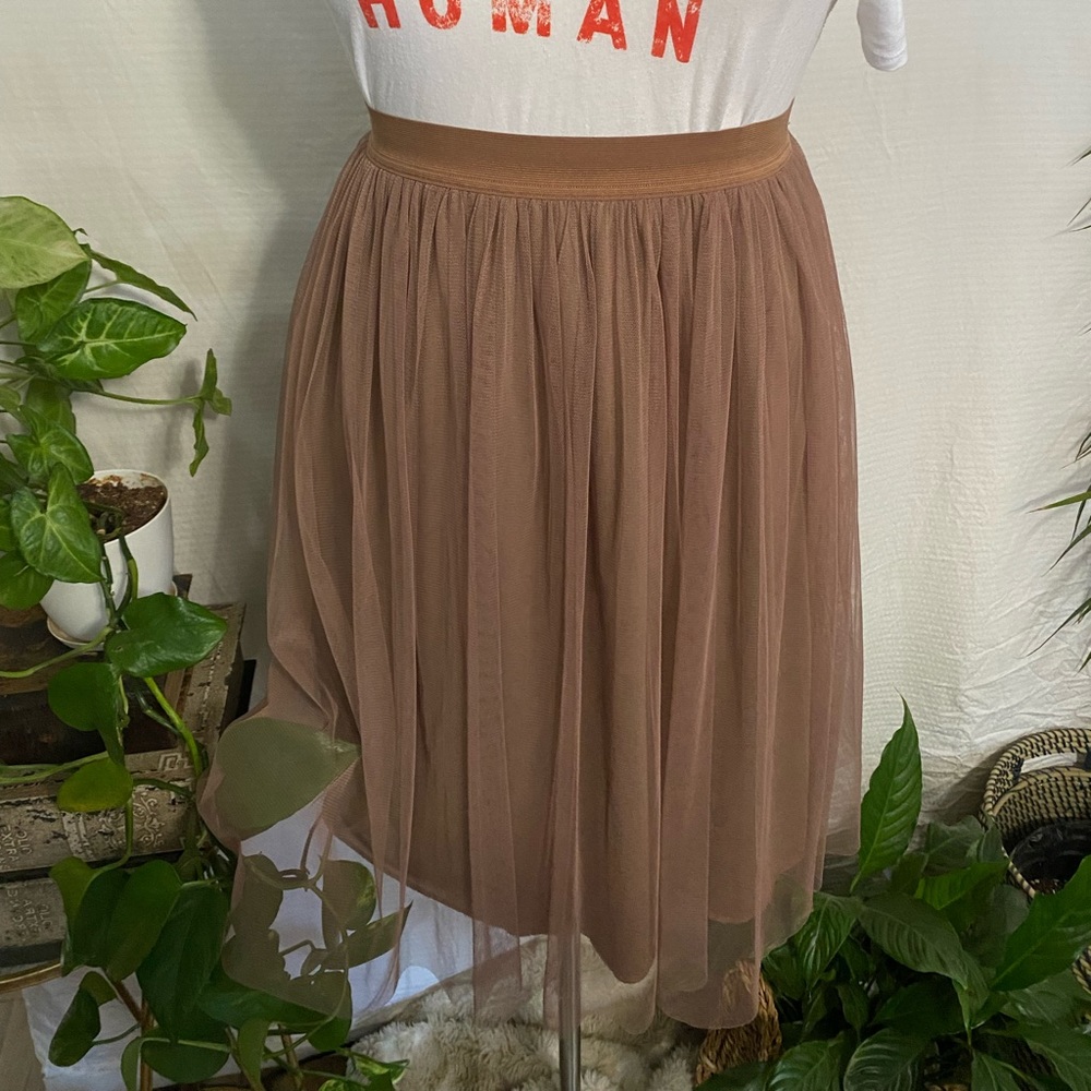 Tulle Overlay Midi Skirt